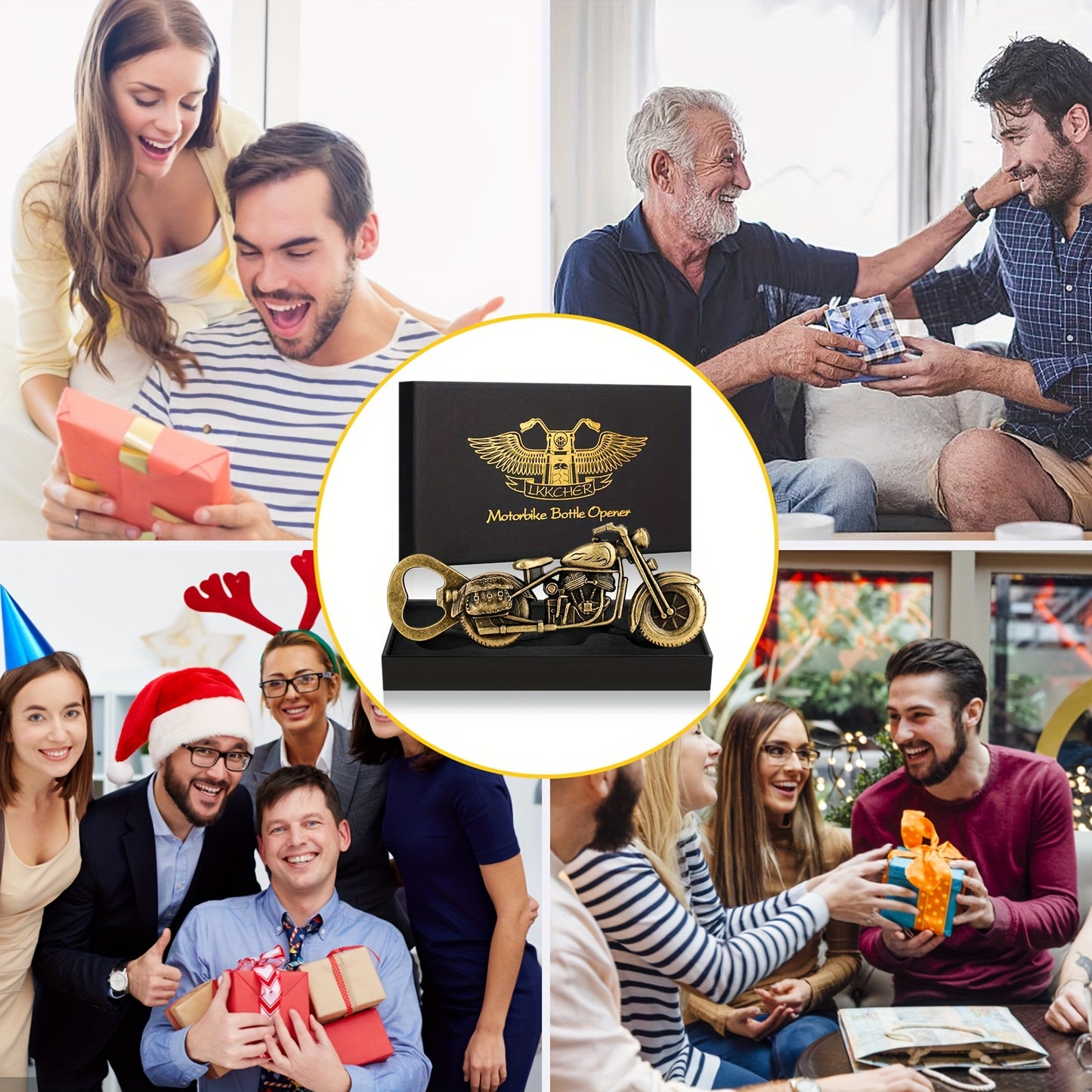 Décapsuleur Moto Cadeau Homme - Ouvre-Bouteille Biker avec Boîte Cadeau