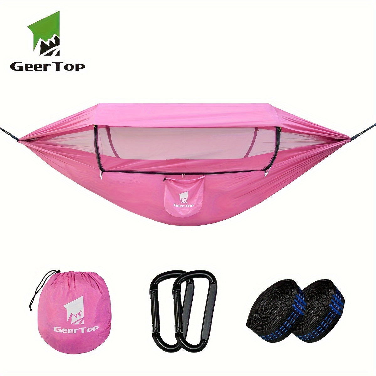 Hamac GEERTOP 3-en-1 Camping - Double Moustiquaire Abri Soleil Voyage Jardin