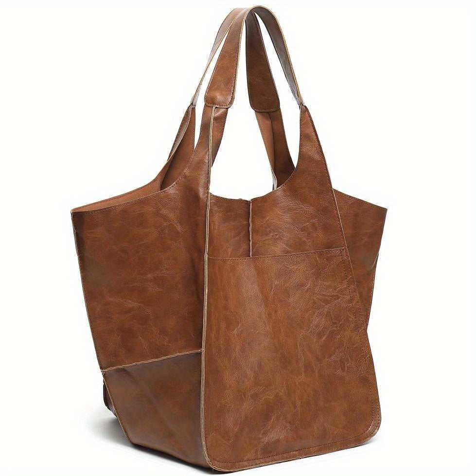 Sac Tote Rétro Femme Grande Capacité - Cuir PU Travail Voyage