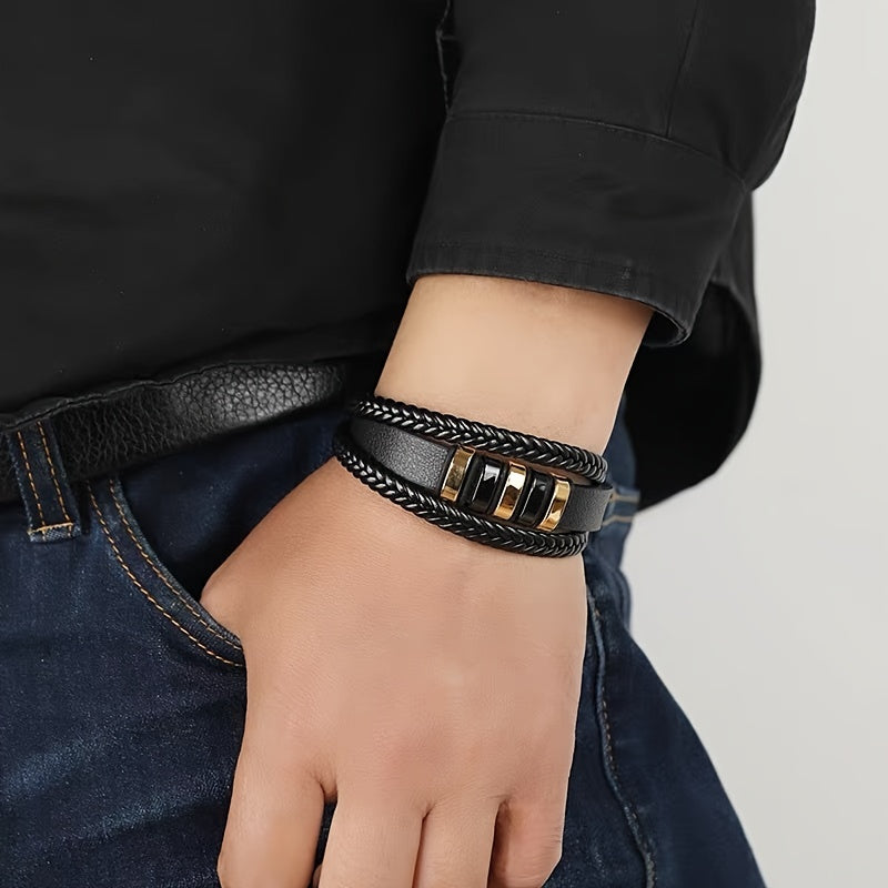 Bracelet Tressé Homme Multi-Couches - Bijou Mode Tendance