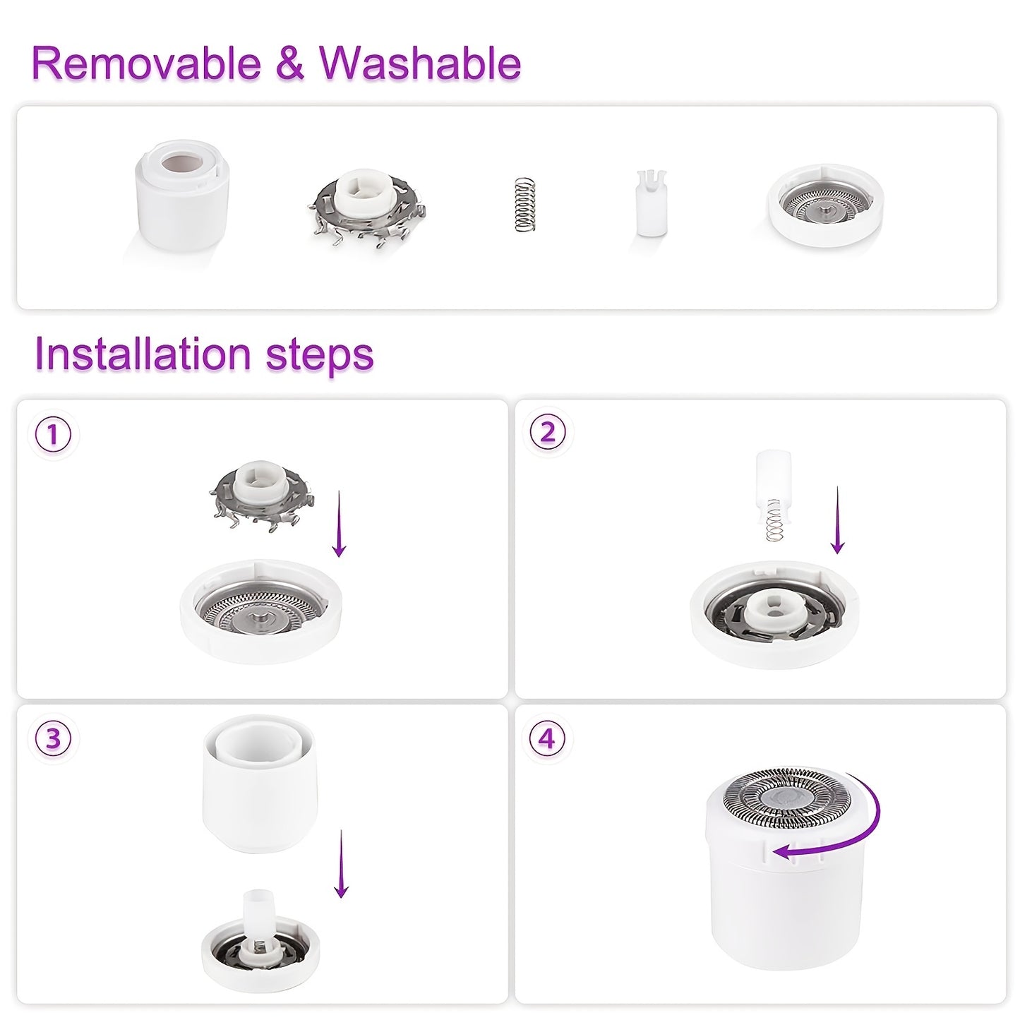 Rasoir Électrique Femme 4-en-1 Sans Fil - Épilation Visage Jambes Bikini