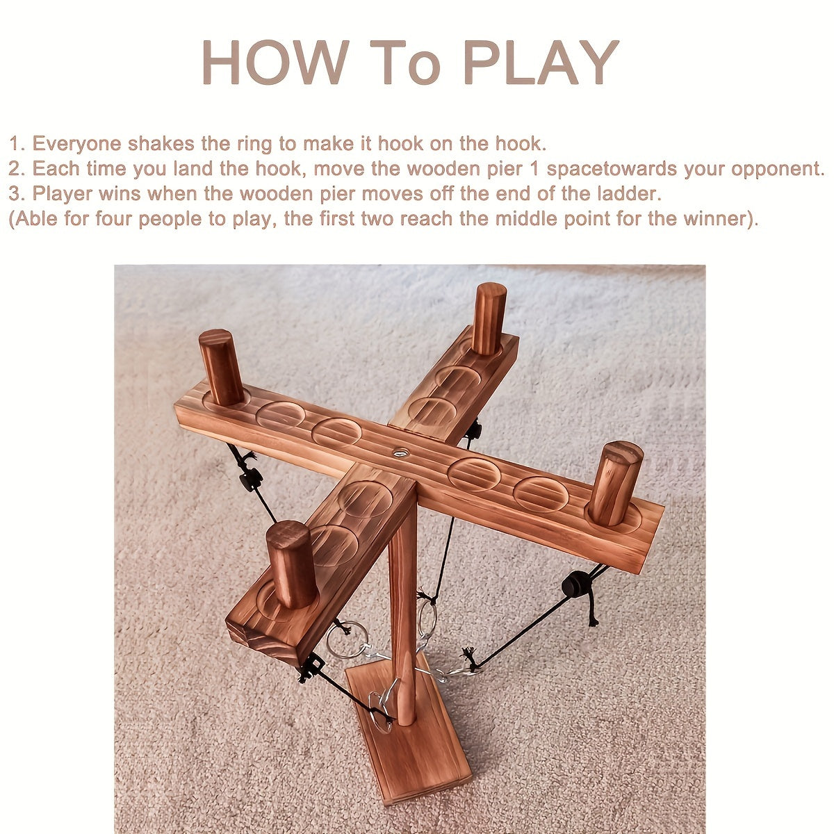 Jeu Lancer Anneaux Bois Adultes - Jeu Société Crochet Échelle Multijoueur