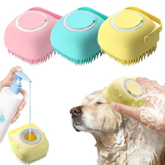 Brosse Shampooing Chien Massage - Tête Détachable Poils Doux Toilettage