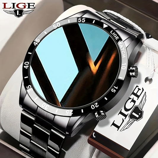Montre Connectée Homme LIGE 2023 - Écran Tactile Bracelet Acier Appels Sport Fitness