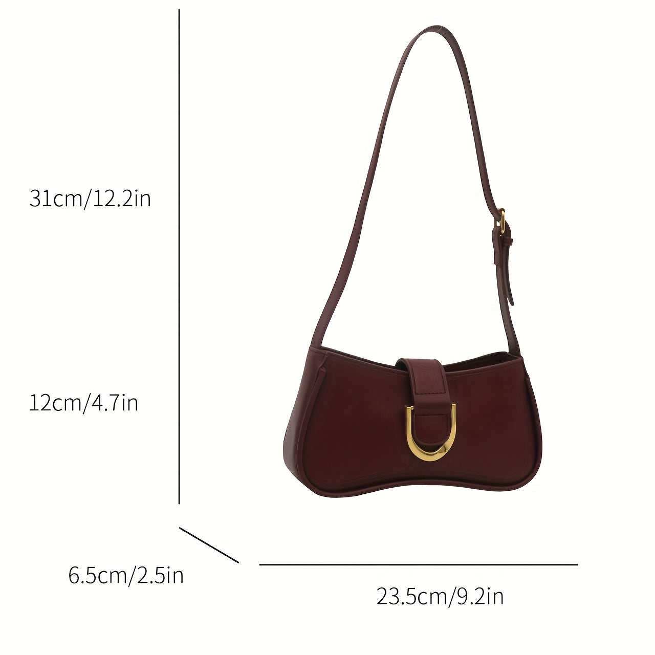 Retro Monochrome Minimalist Shoulder Bag French Style Underarm Bag