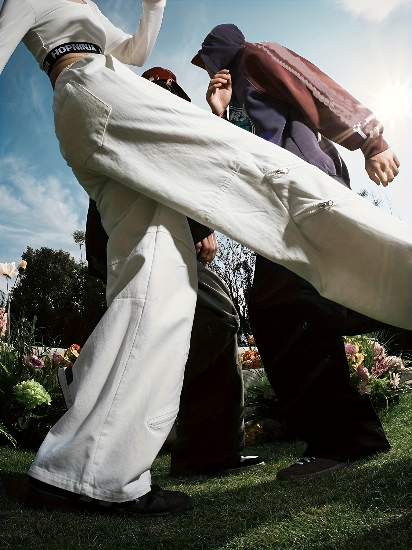 Retro Cotton Cargo Pants for Men & Women - Loose Fit Straight Leg Casual Jeans with Zipper Details, Unisex Vintage Style, Green & Black Denim, Hand Wash Only, Unisex Clothing | Utility Style Pants | Nonstretch Fabric