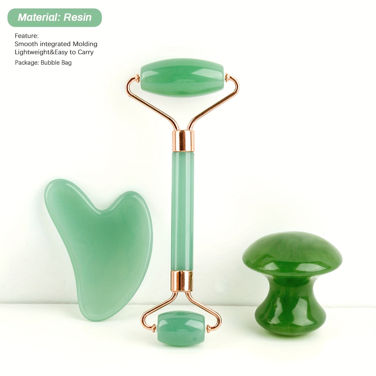 Rouleau Massage Visage Jade Rose - Roller Beauté Yeux Anti-Âge