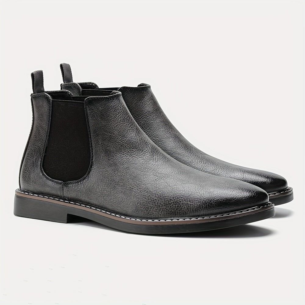Bottes Chelsea Homme Noir Brillant - Élastique Semelle Antidérapante Bureau Casual