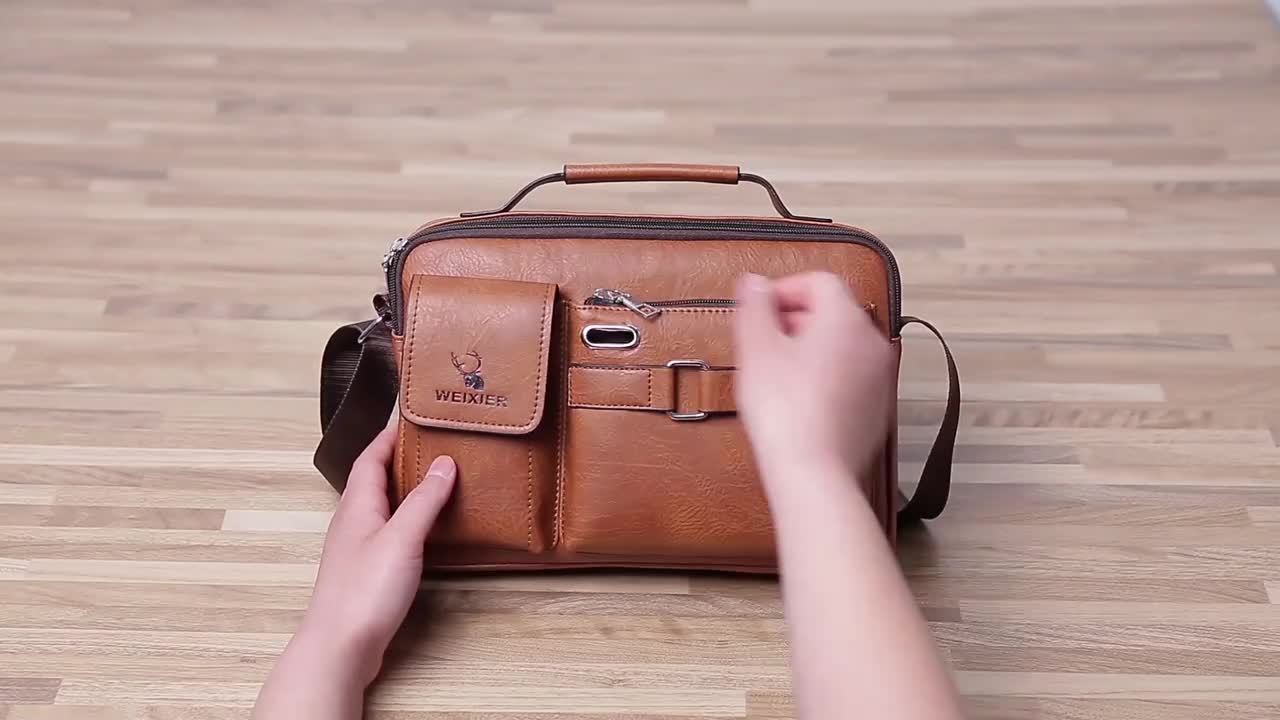 Sac Bandoulière Homme Affaires WEIXIER - Bretelle Ajustable Multi-Compartiments Doré