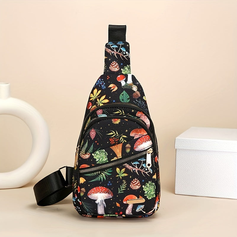 Sac Poitrine Femme Grande Capacité - Bandoulière Brodé Nylon Pliable