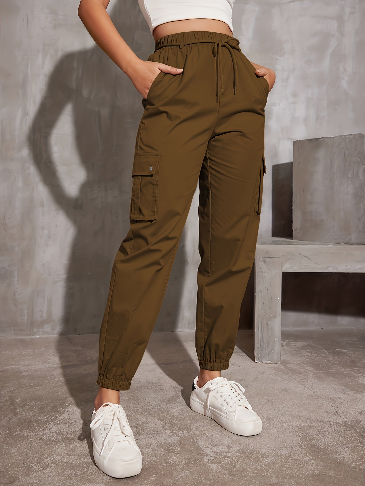 Pantalon Cargo Y2K Femme - Poches Multiples Cordon Serrage Ample Toutes Saisons