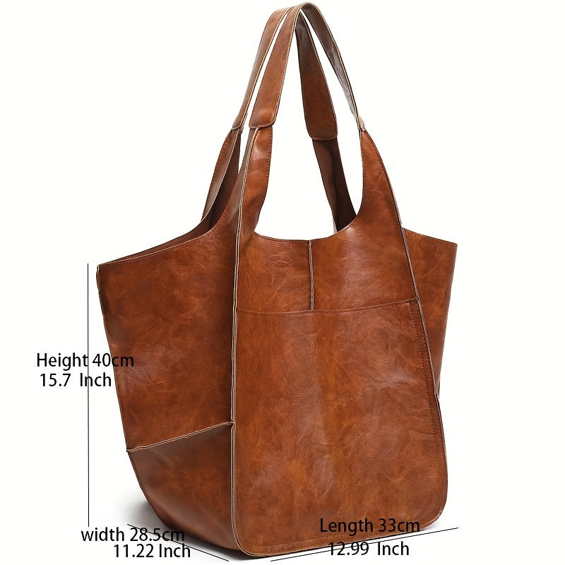Sac Tote Rétro Femme Grande Capacité - Cuir PU Travail Voyage