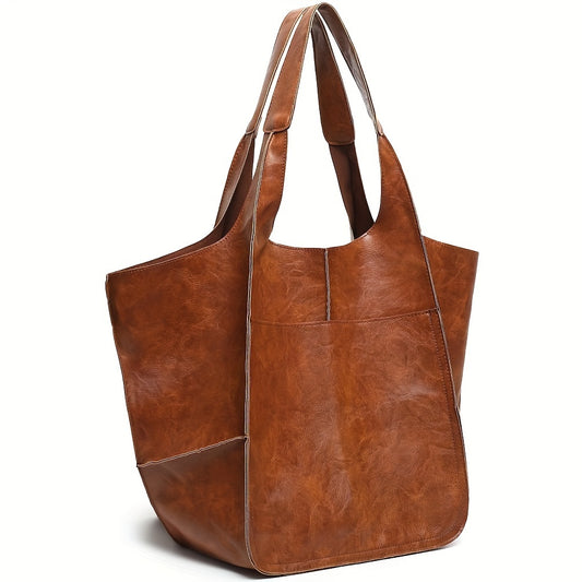 Sac Tote Rétro Femme Grande Capacité - Cuir PU Travail Voyage