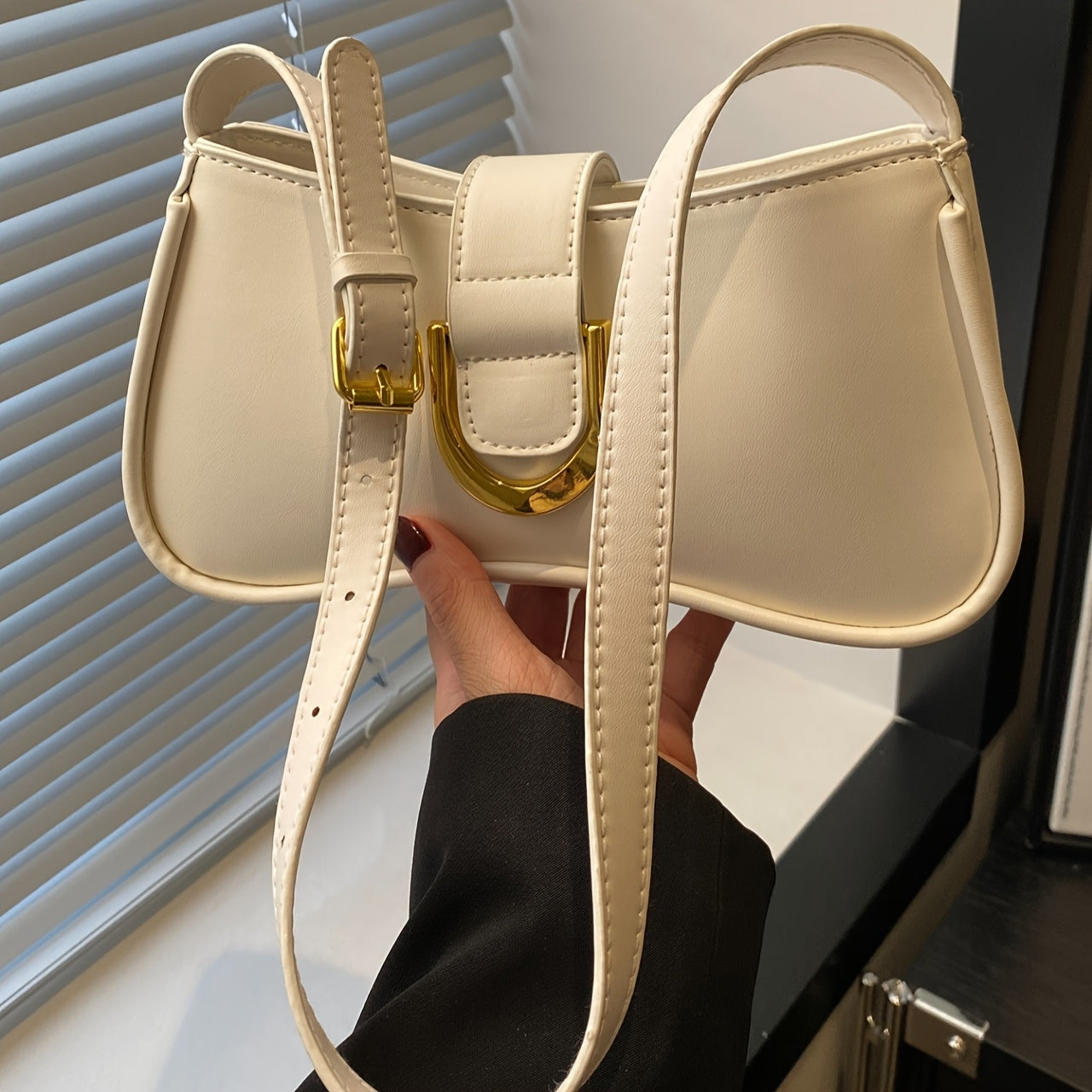 Retro Monochrome Minimalist Shoulder Bag French Style Underarm Bag