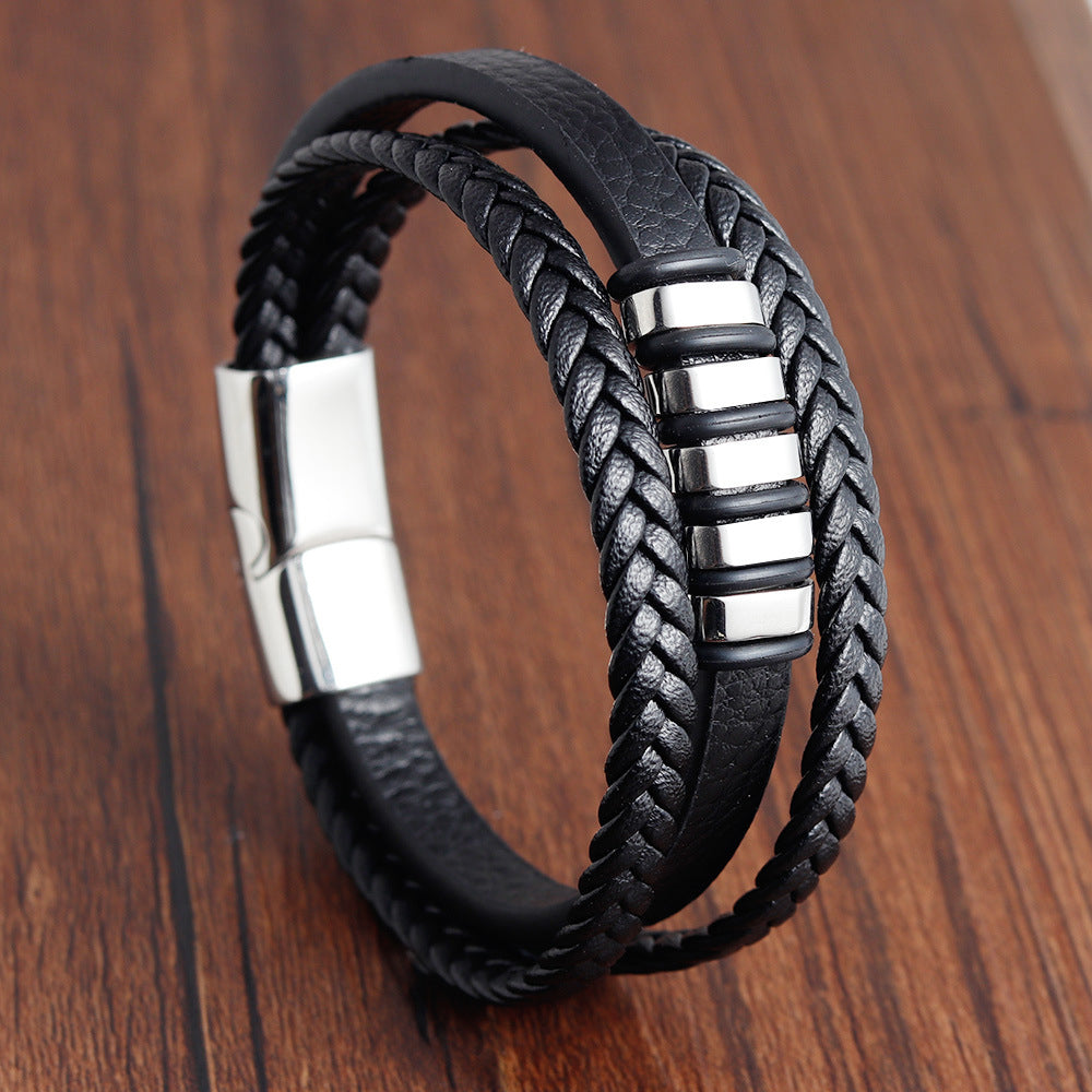 Bracelet Tressé Homme Multi-Couches - Bijou Mode Tendance