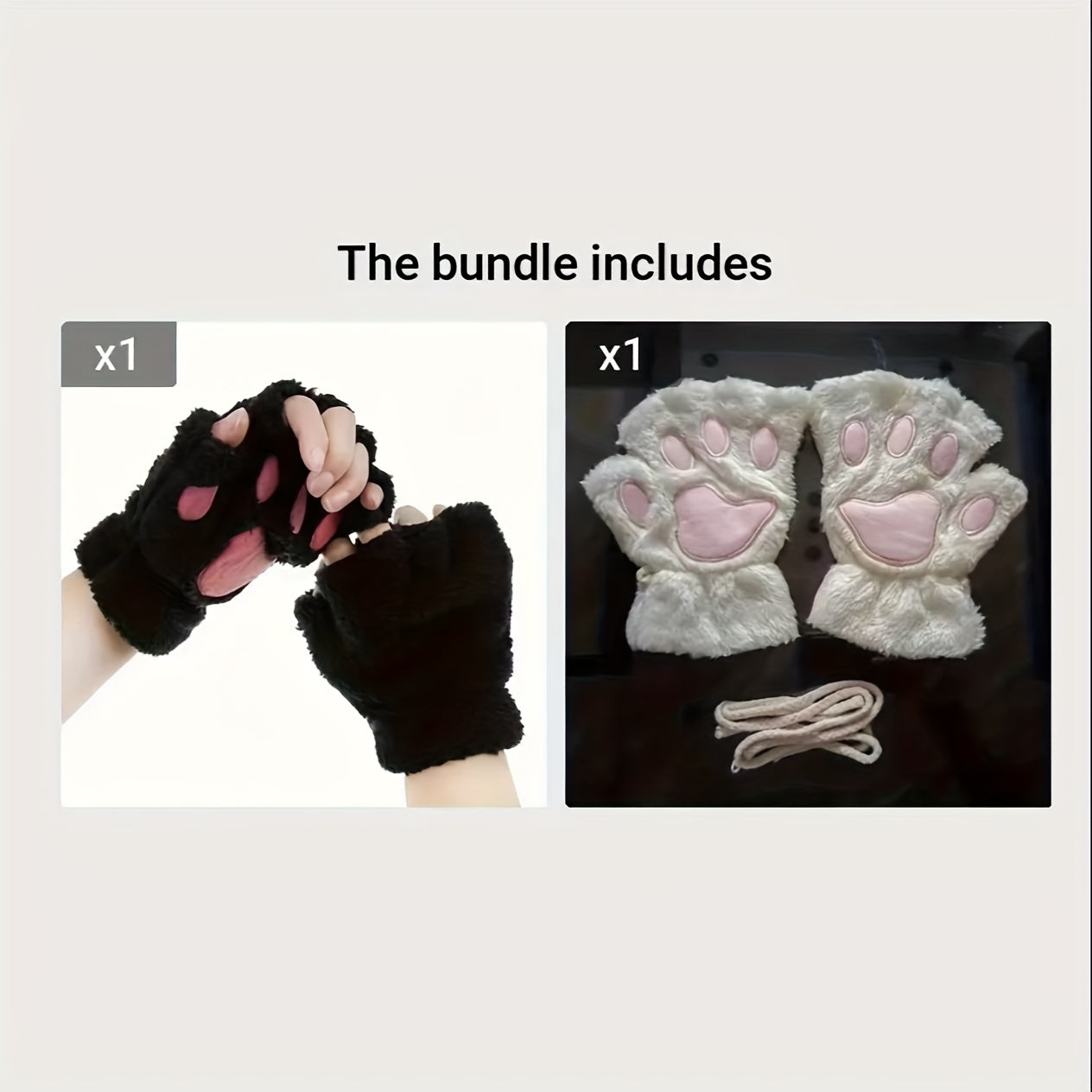 Gants Patte de Chat Kawaii Peluche - Mitaines Chaudes Hiver Femme