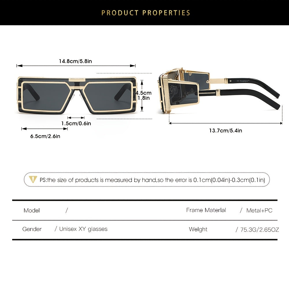 Lunettes Rétro Carrées Homme - Monture Dorée Premium avec Pochette