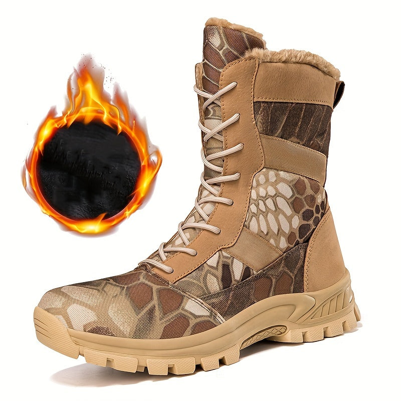 Bottes Tactiques Homme - Montantes Lacets Doublure Polaire Chaudes Outdoor Randonnée
