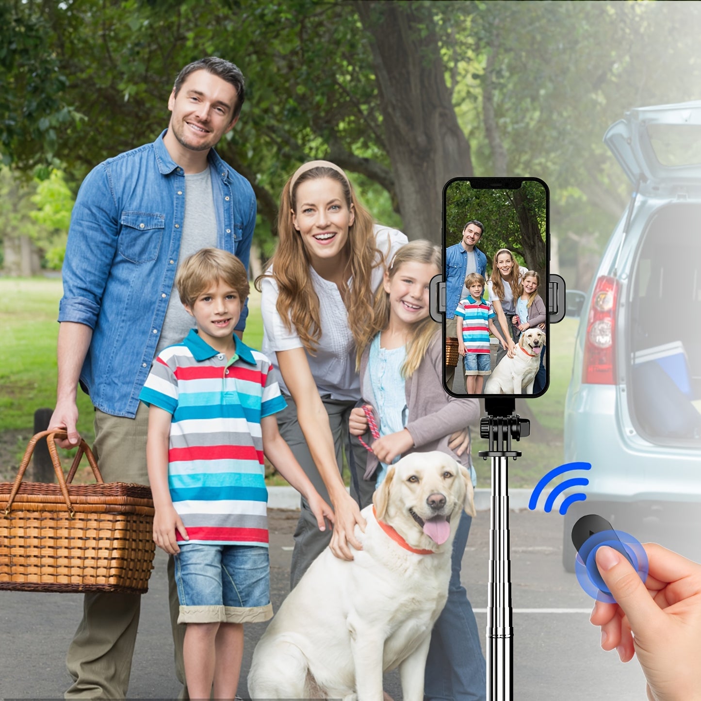 Perche Selfie Télescopique 100cm Trépied - Télécommande Sans Fil Rotation 360°