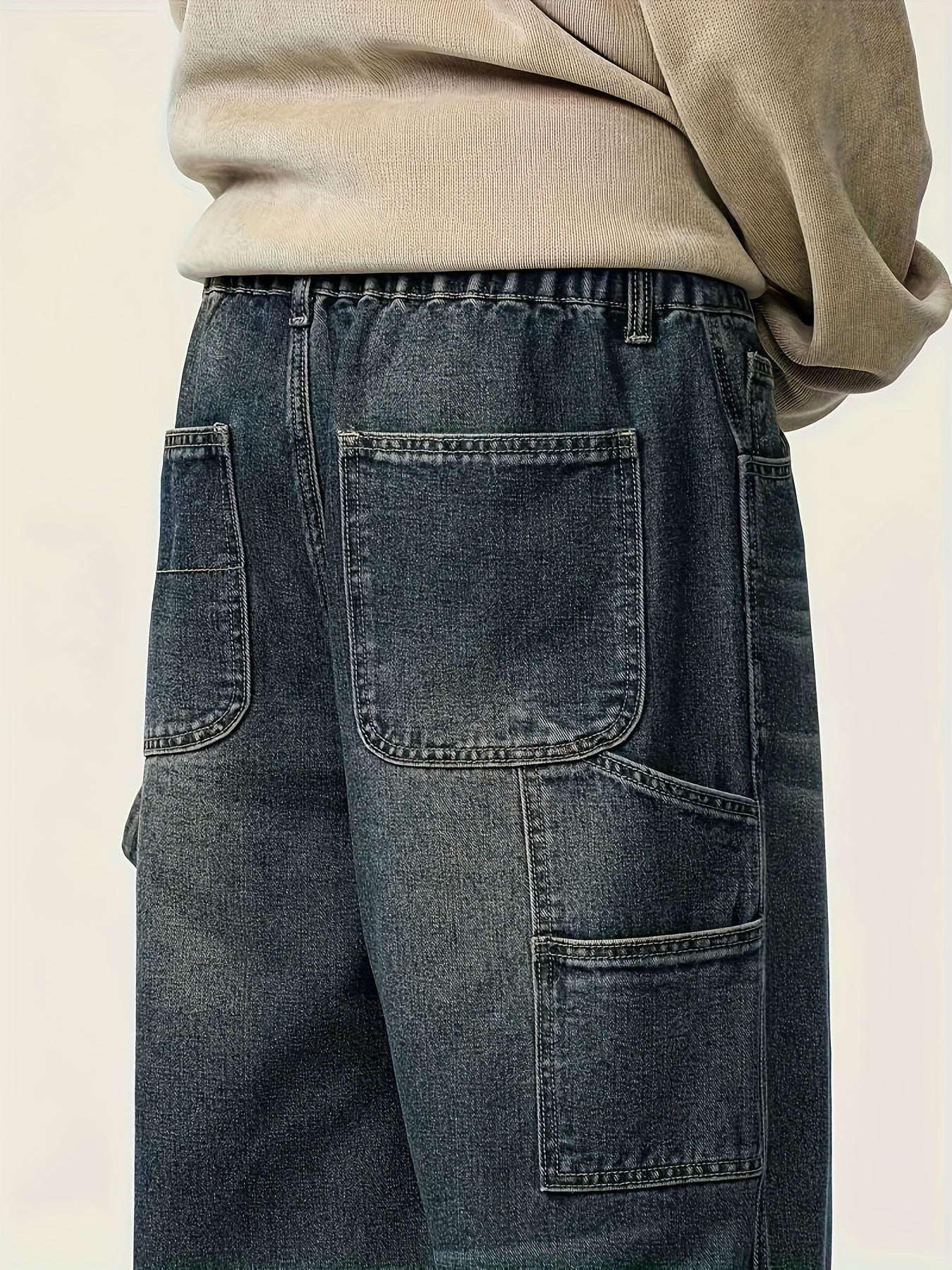 Pantalon Denim Homme Multi-Poches - Style Streetwear Rétro Loose Fit