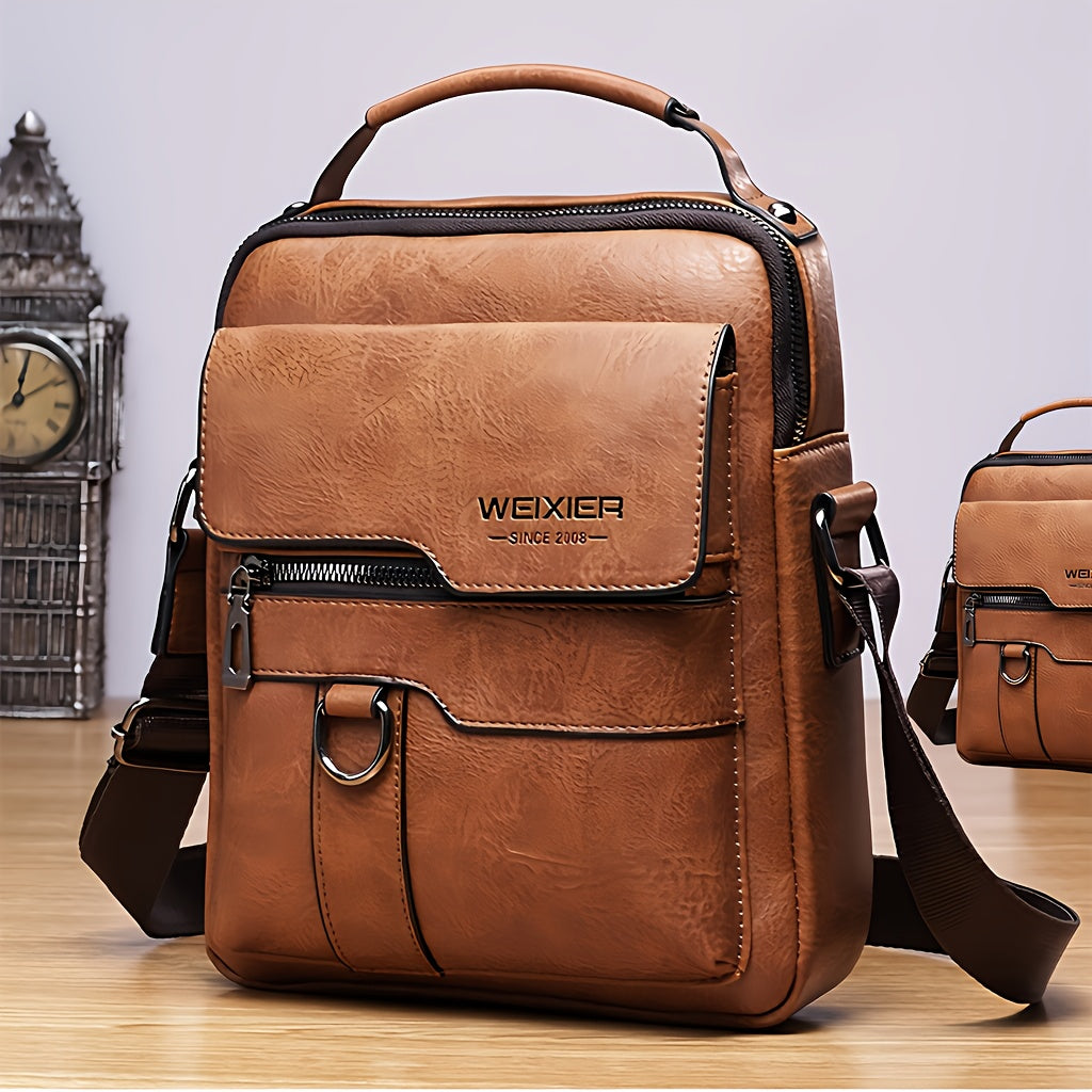 Sac Bandoulière Vintage Homme WEIXIER - Compartiments Multiples Business Casual