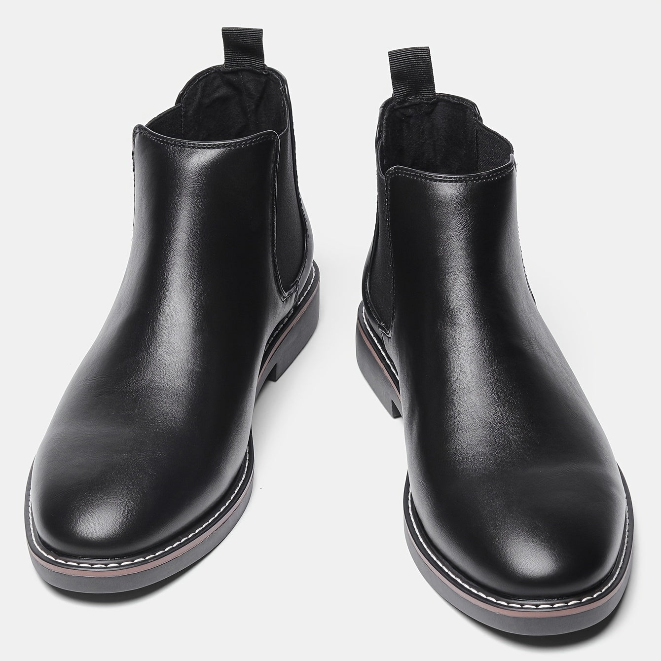 Bottes Chelsea Homme Noir Brillant - Élastique Semelle Antidérapante Bureau Casual