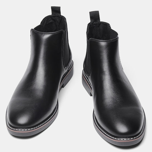 Bottes Chelsea Homme Noir Brillant - Élastique Semelle Antidérapante Bureau Casual