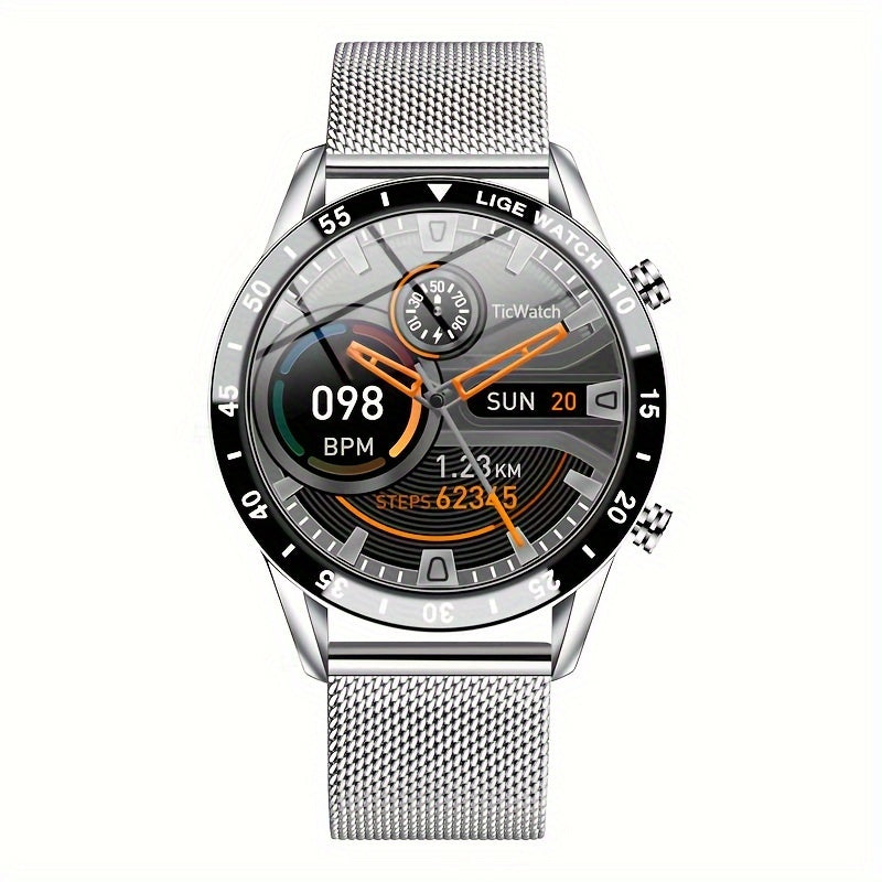 Montre Connectée Homme LIGE 2023 - Écran Tactile Bracelet Acier Appels Sport Fitness