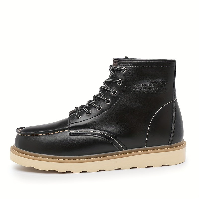 Bottes Homme Doublure Peluche - Lacets Bout Moc Toe Casual Marche Thermiques