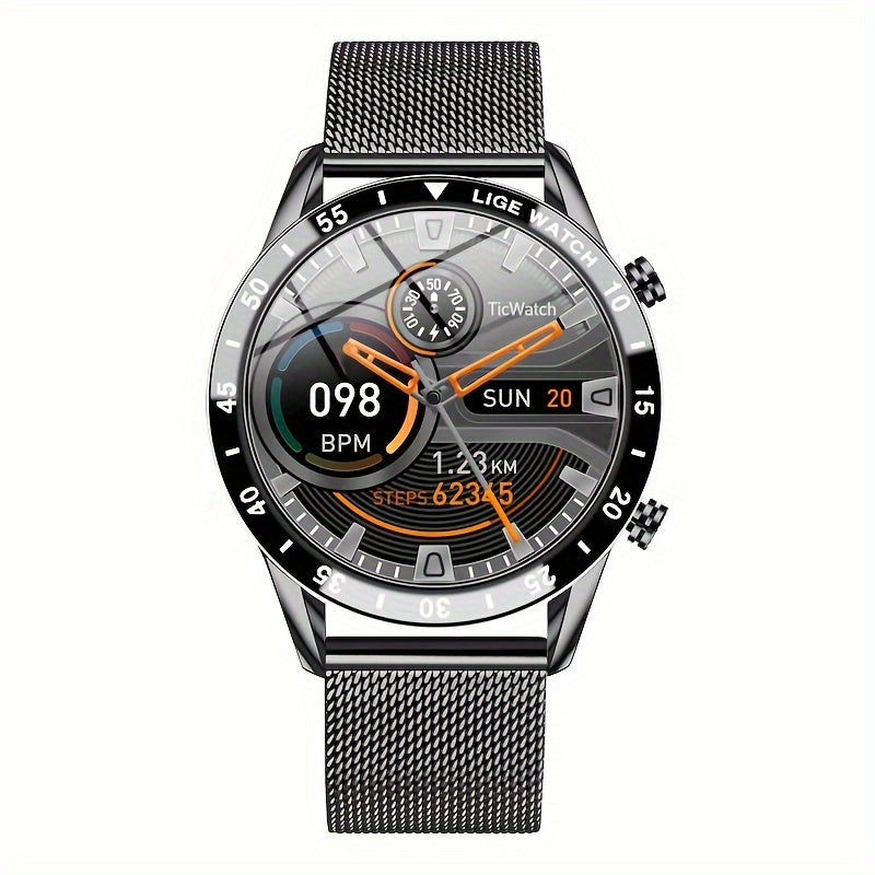Montre Connectée Homme LIGE 2023 - Écran Tactile Bracelet Acier Appels Sport Fitness