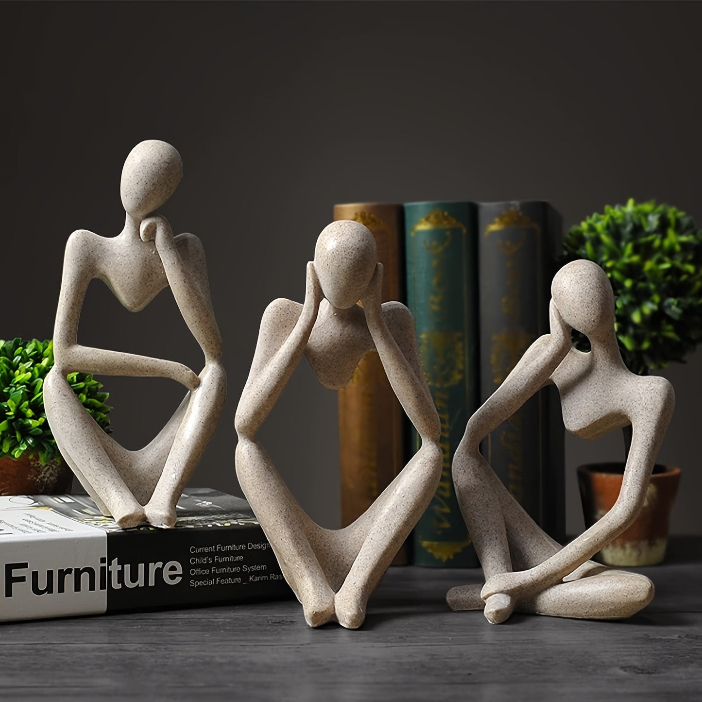 Sculptures Penseur Abstrait Moderne 3 Pièces - Résine Décoration Bureau