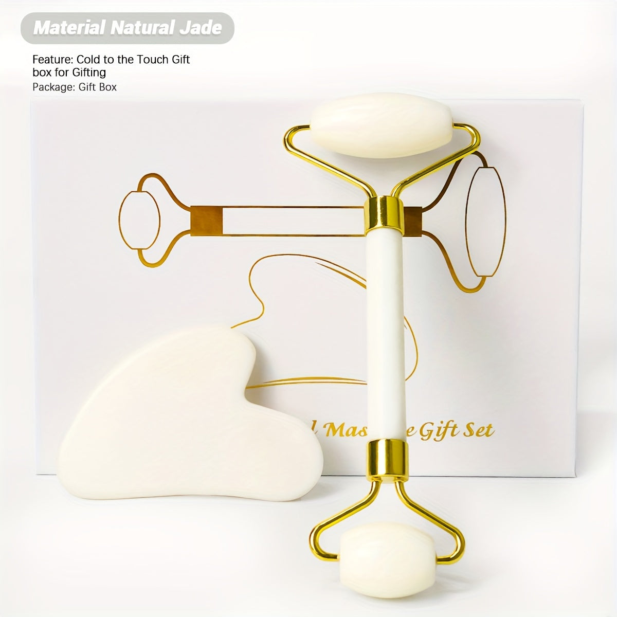 Rouleau Massage Visage Jade Rose - Roller Beauté Yeux Anti-Âge