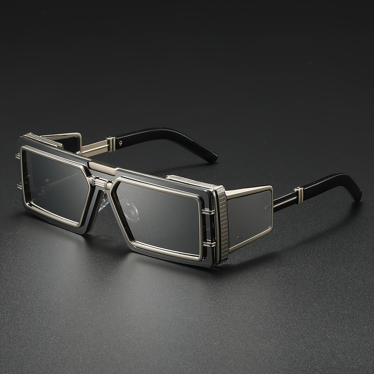 Lunettes Rétro Carrées Homme - Monture Dorée Premium avec Pochette