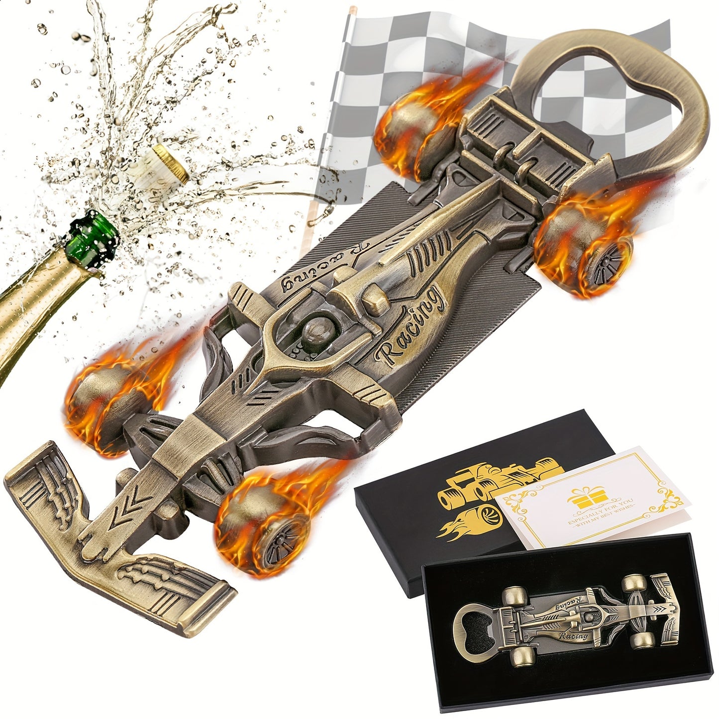 Décapsuleur Voiture de Course Cadeau Homme - Ouvre-Bouteille Racing avec Boîte Cadeau