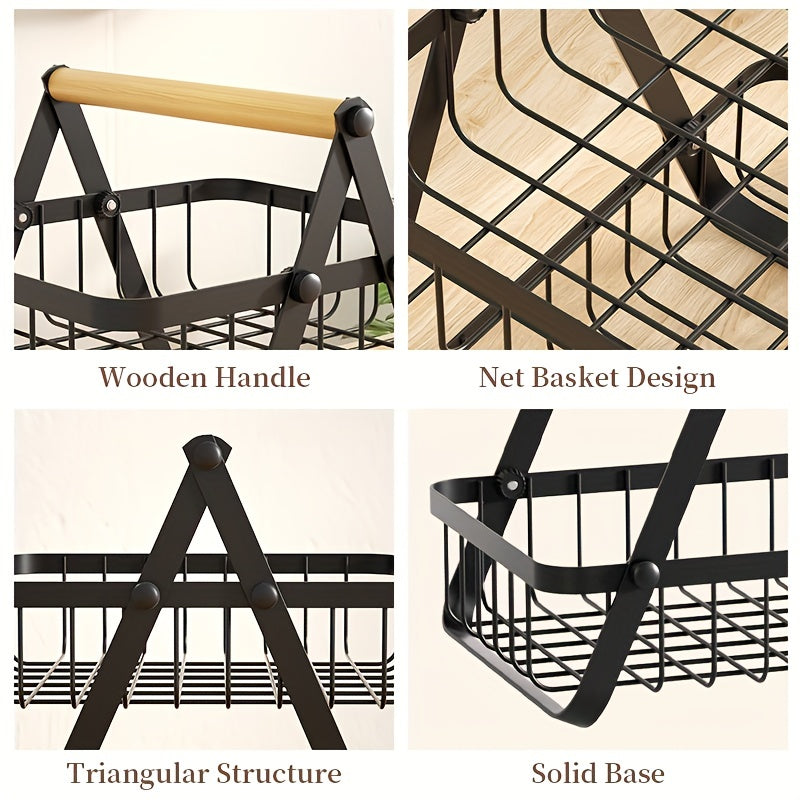 Panier Rangement Salle de Bain 2/3 Niveaux - Métal et Bois